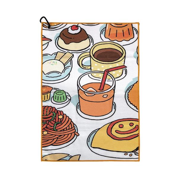 Printed microfiber waffle pattern tour golf club cleaning towel custom logo