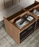 Modern Customized Wardrobe Wood Veneer Bedroom Wardrobe with Glass Doors