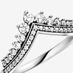 Wishbone Tiara 925 Sterling Silver Rings with Clear Cubic Zirconia