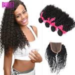 Brazilian Kinky Curly Virgin Hair , Brazilian Virgin Hair Extensions 4*4 Lace