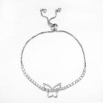 Sterling Silver CZ Bolo Bracelet 2.4mm Round Stone Solitaire Diamond Bracelet