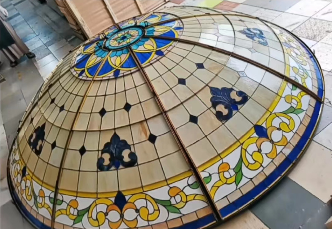 Premium Stained Art Glass Dome Skylight Roof Architectural Antiques Stained Glass Domed Roof