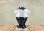 Antique Fat Chef Decor Polyresin Statue Figurine Resin Chef 2 Bottle Tabletop