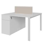 Modern Four-Person Office Desk With Locked File Cabinet