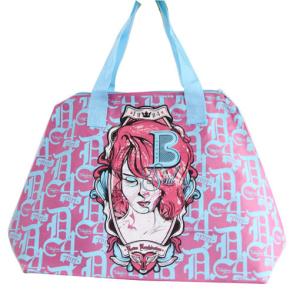 China 75g Silk screen printing beauty elipe shape sea beach zipper non woven carry bag factory