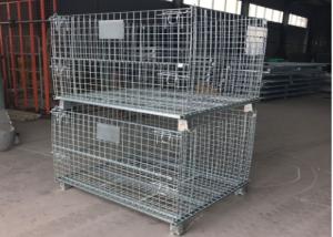 China Stackable Industrial Wire Mesh Containers Powder Coated ISO9001 Approved on sale