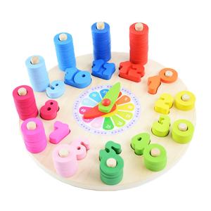 China Geometry Clock Wooden Puzzle Numbers Montessori Counting Toy factory