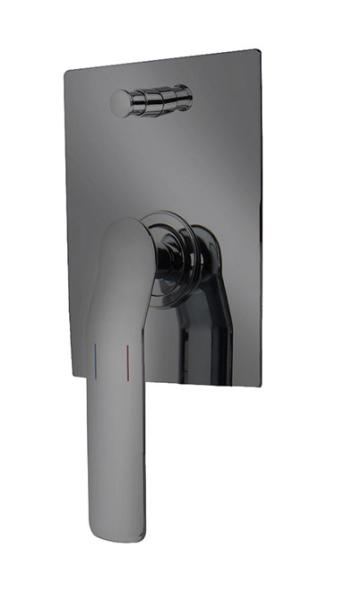 Single lever concealed in-wall bath or shower mixer with diverter gun metal