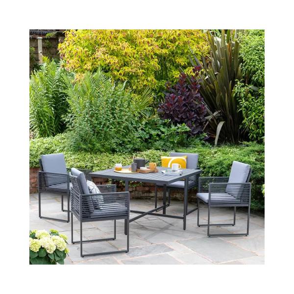 Aluminum Rope Handcrafted Garden Dining Furniture Set for Outdoor Space Saving
