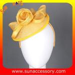 0908 Elegant design yellow sinamay fascinators hats for ladies ,Fancy Sinamay
