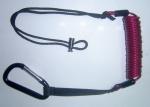 Elastic coiled dog leash with fabric strap and carabiner safety anti-lost cord