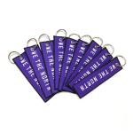4 Inch Width Embroidered Key Chain , Custom Embroidered Keyring Yarn Twill