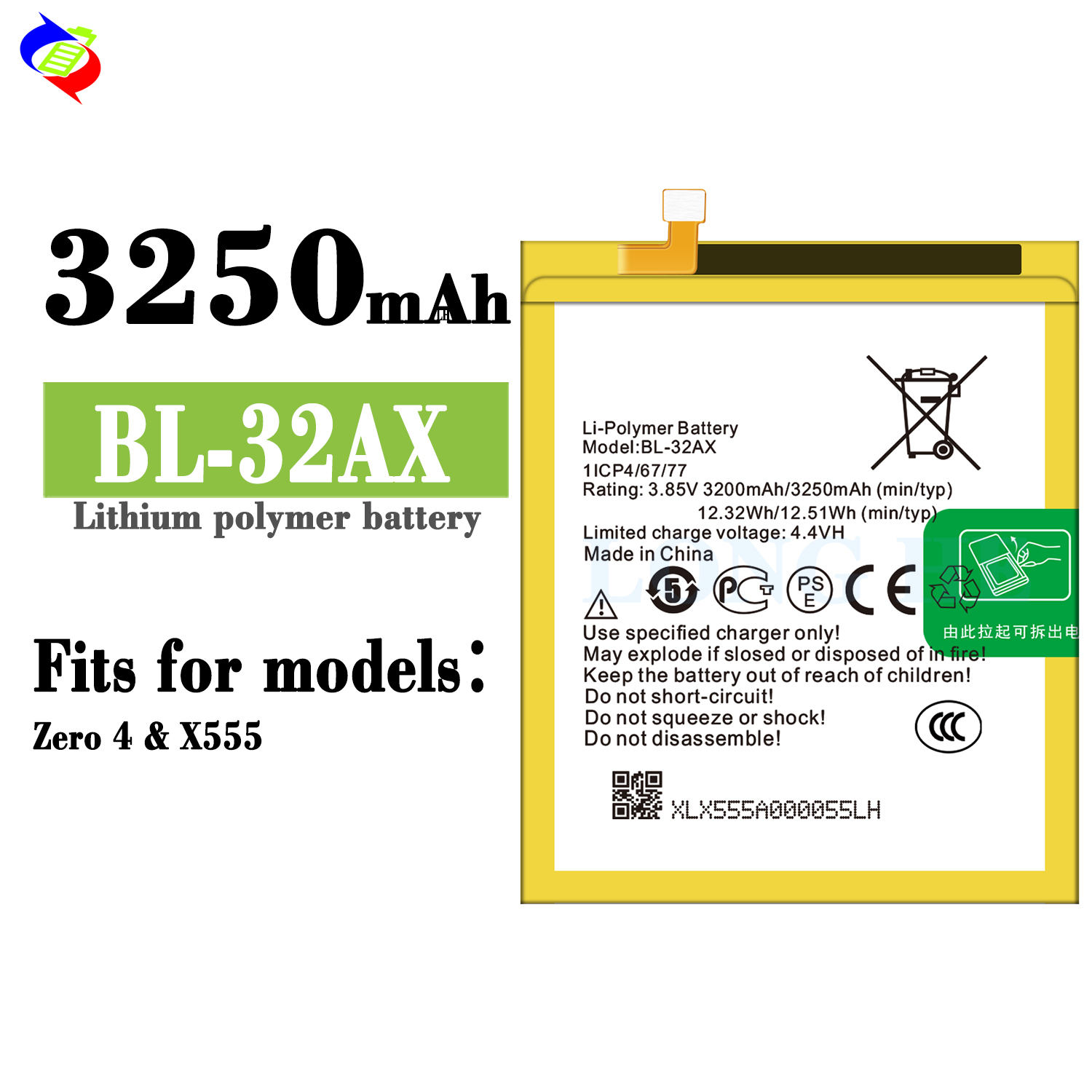 2500mAh-3200mAh BL-32AX X555 Mobile Phone Models for Infinix Zero4 LiFePO4 Battery