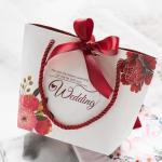 Custom Logo Printed Paper Carrier Bags Luxury Wedding Gift Bags With Ribbon