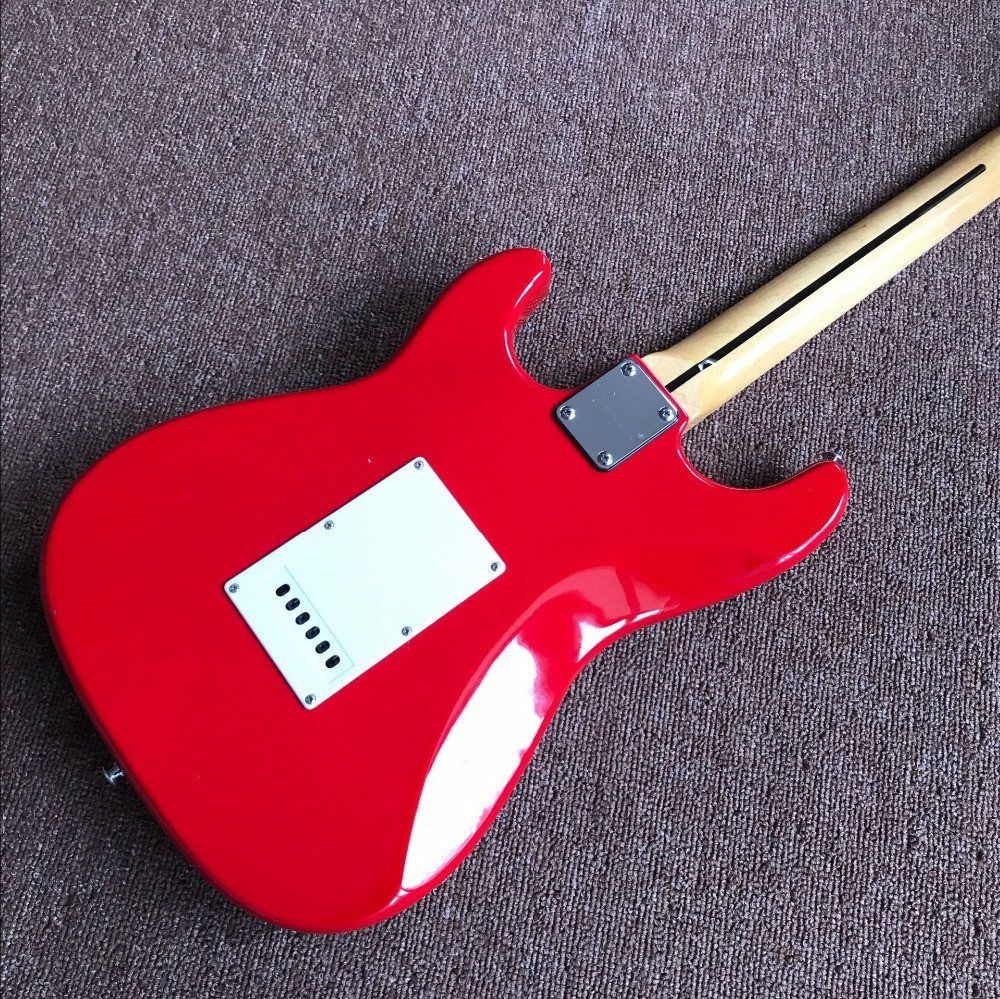 Good quality Malmsteen Scalloped maple fretboard Big Head ST 6 string electric guitarra,red color