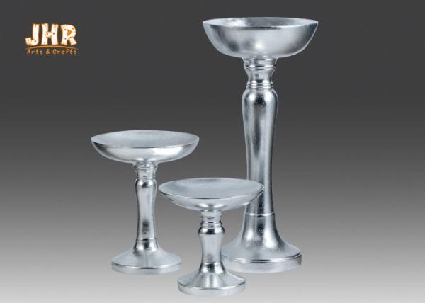 High Foot Silver Leaf Fiberglass Flower Plates Modern Flower Pots Cup Shape