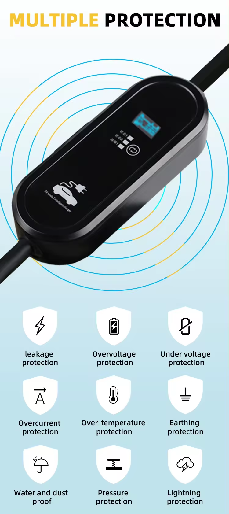 16A Output Current CE Certified Portable AC 3.5KW Fast Ev Charging Pile Type1 for Long-Lasting Charging