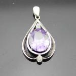 Women Jewelry 10mm x12mm Oval Blue Topaz Cubic Zirconia Pendant Necklace (P38)