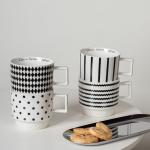 Experience The Elegance Of Black And White Ceramic Mug Coffee Cup For Business