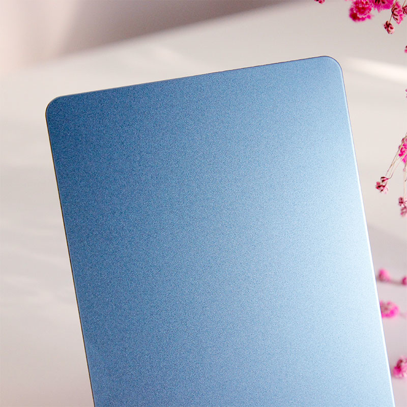 China Grand Metal Manufacturer Sky Blue Color Design 304 316 2MM Thick Stainless Steel Sandbleasting Sheet AFP Finish