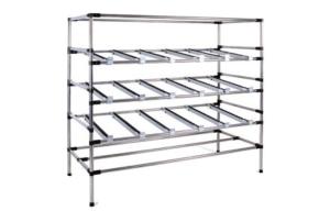 China Chrome Plated Kitchen Steel Pipe Rack With 40Mm Aluminum Frame Roller Track factory