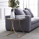 Unique design stanieless steel base tempered glass top end table square corner