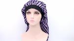 Hot Stamping Satin Hair Bonnet , 50cm Elastic Sleep Cap For Long Hair