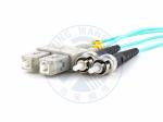 XYFiber multimode OM3 duplex fiber optic patch cable 50/ 125 SC to ST aqua