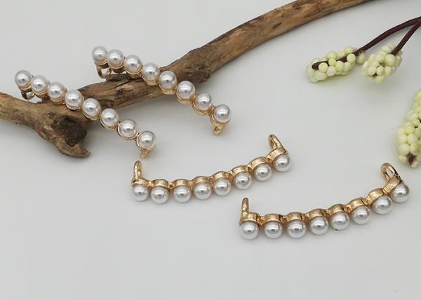 Arched Crystal Ivory Faux Pearl Rhinestone Buttons Chair Sash Ribbon Embellishme