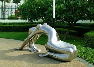 China Modern Garden Metal Art Woman Bench Stainless Steel Sculpture Polished factory