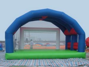 China Yellow With Blue Inflatable Soap Soccer Field For Commercial Use factory
