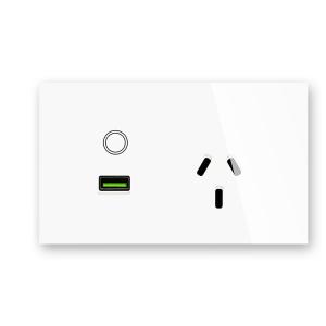 China Smart Home AU Crystal Tempered Glass Panel Smart Touch Usb Charger &amp; Wall Socket factory