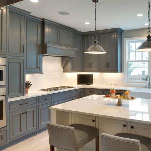 China American Classic L Shape Kitchen Furniture Solid Wood Kitchen Cabinet Sets For House factory