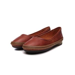 China S347 Women'S Shoes Leather Retro Women'S Shoes Woven Shallow Mouth Flat Shoes Women'S Autumn And Winter Factory Direct S factory