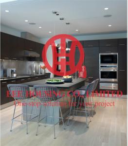 China Customized Modern Laminated Wood Grain Color Kitchen Cabinet with Excellent Design and Quality factory