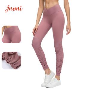 China Women Wrapped Croess Workout Leggings Tights 220gsm High Waist Yoga Leggings factory