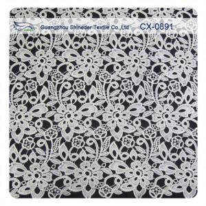 China Ivory Reapted Floral Embroidered Lingerie Lace Fabric , Eco Friendly Dyeing factory