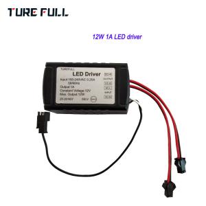 China Plastic Cover LED Fan Driver , 12W 12V 1A Led Driver 47-63HZ Output Frequency factory