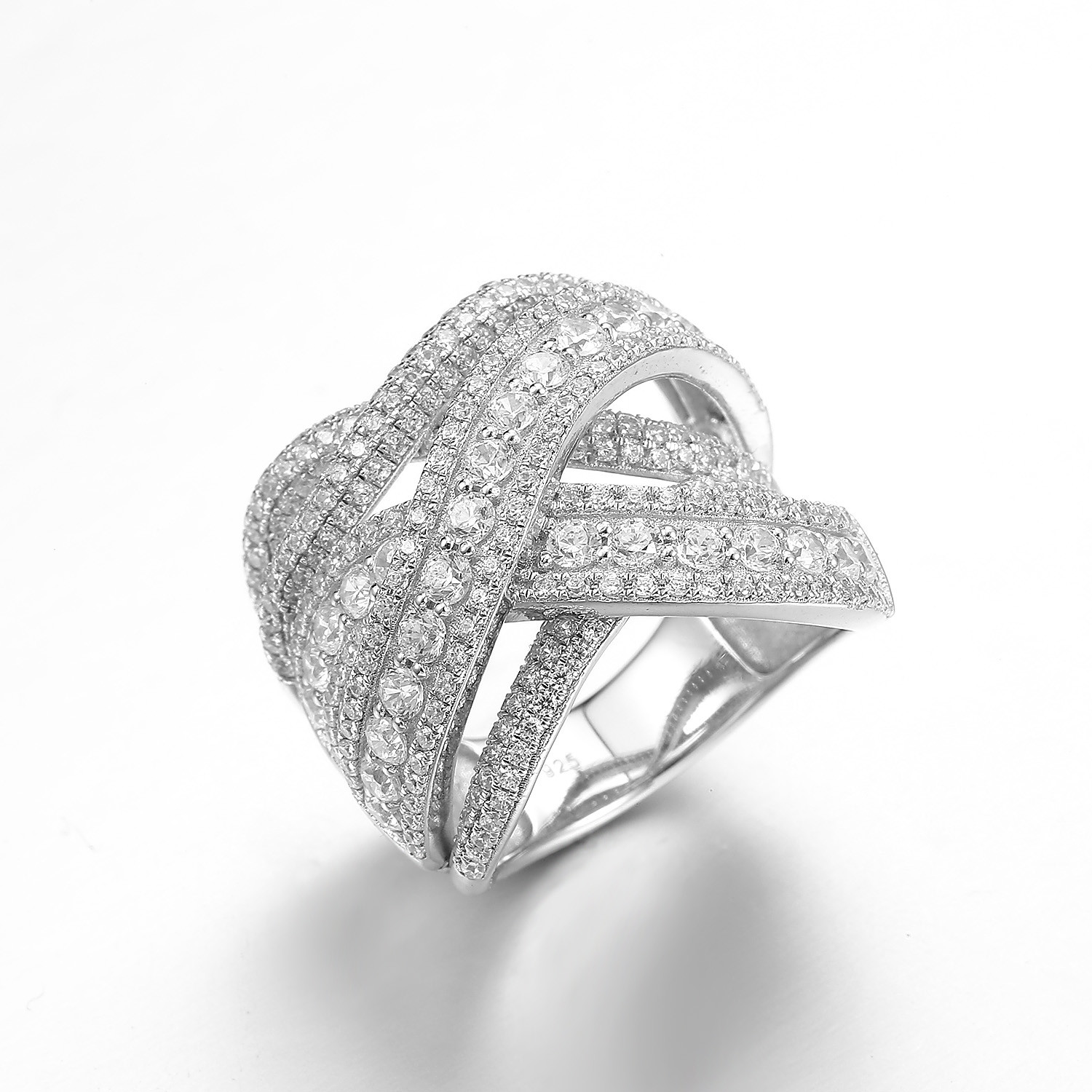 Anniversary Gift 925 Sterling Silver CZ Wraparound Rings Interlocking