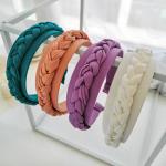 Solid fabric braided hair accessories wide brim hair band ladies headband