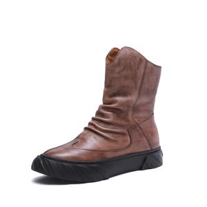 China S215 Factory thick velvet autumn and winter new style cowhide boots polish color handmade ethnic retro leather women's s factory