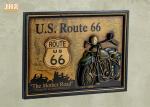 Classic US Route 66 Wall Signs Wooden Wall Plaques Resin Motorcycle Wall Decor