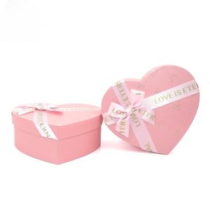 China Custom 2024 Valentine's Day Luxury Gift Box With Bow Ribbon Heart Shaped Pink Paper factory
