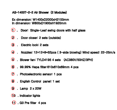Full SUS304 Automatic Cleanroom Air Shower For 4 Persons With Three Sides Blowing