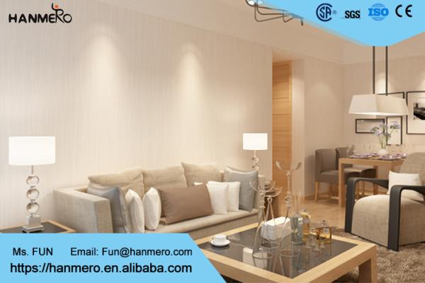 Creamy White Stripes Contemporary Wallpaper for Home , Non Permanent Wallpaper