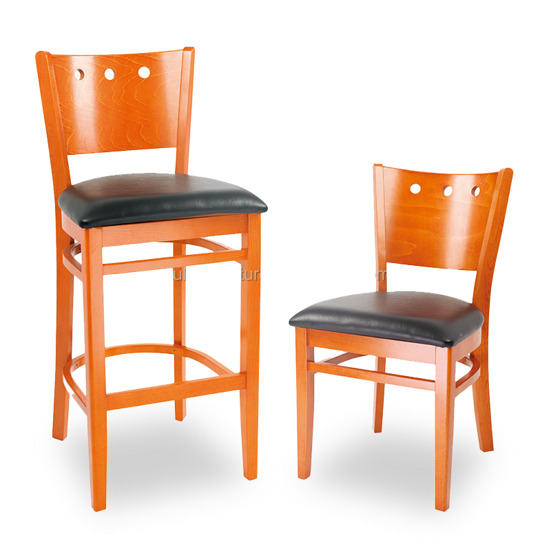 Bar Furniture Modern Solid Wood High Chair Wood Bar Chair for Restaurant Dining