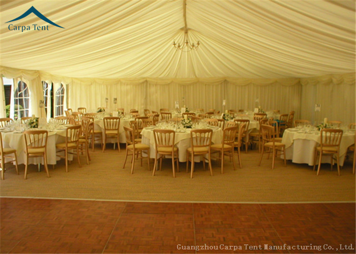 White Canvas Clearspan Fabric Structures Event Tent With Economical Wooden Flooring
