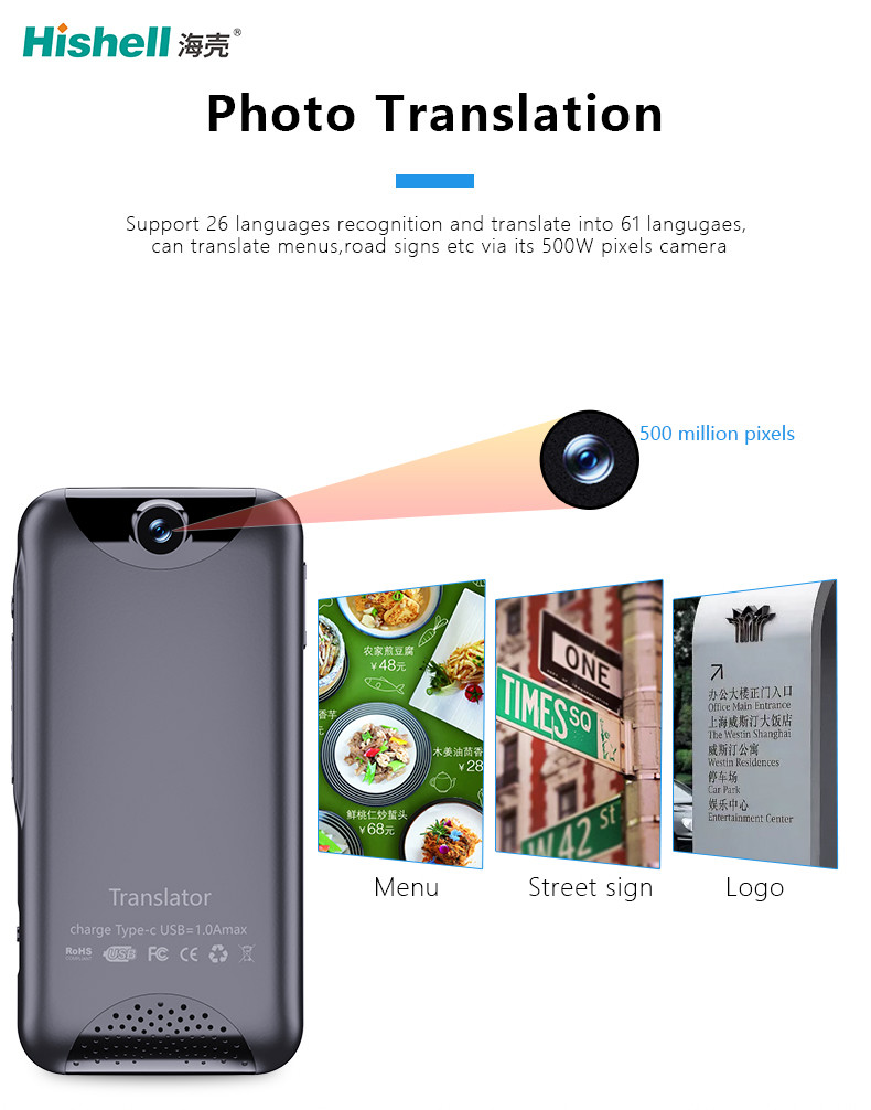 Ultraportable Electronic Voice Translator , 4G Sim Card Handheld Instant Translator
