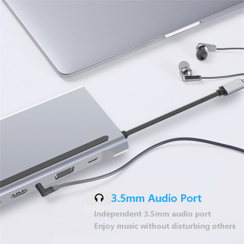 11 In 1 Multiport USB C USB-C Type-C PD 4K HDTV Hub Adapter Docking Station With RJ45