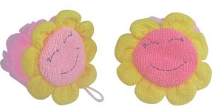 China Sunflower PE Body Sponge Scrubber , Bubble Shower Mesh Pouf Sponge factory